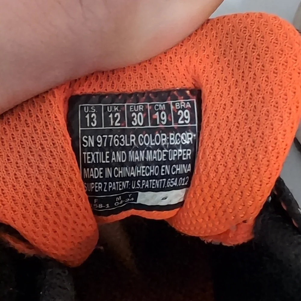 Skechers Kid's Z-Strap Black Orange Sneaker Size 13